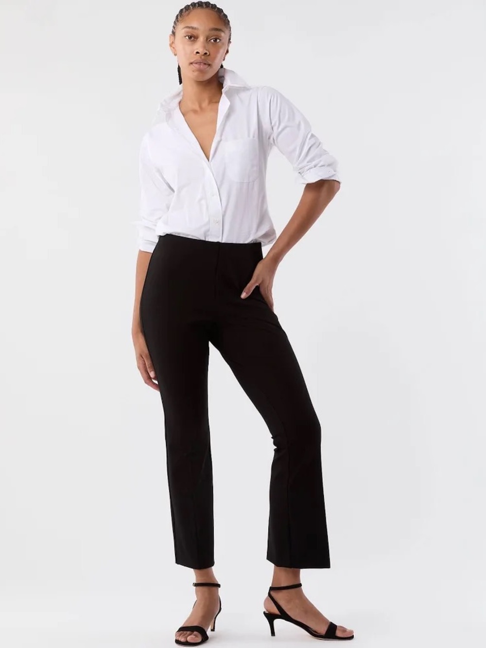 Ann Mashburn Faye Flare Cropped Pant in Black Ponte Knit Size Small